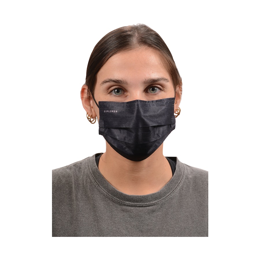 Explorer Disposable Face Mask - 100 Pack Black Black
