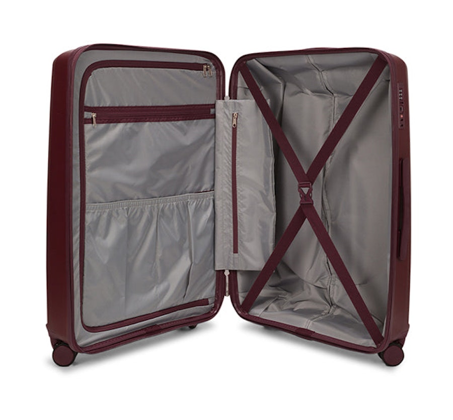 Ginza Aries 69cm Hardside Checked Suitcase Red Wine Red Wine