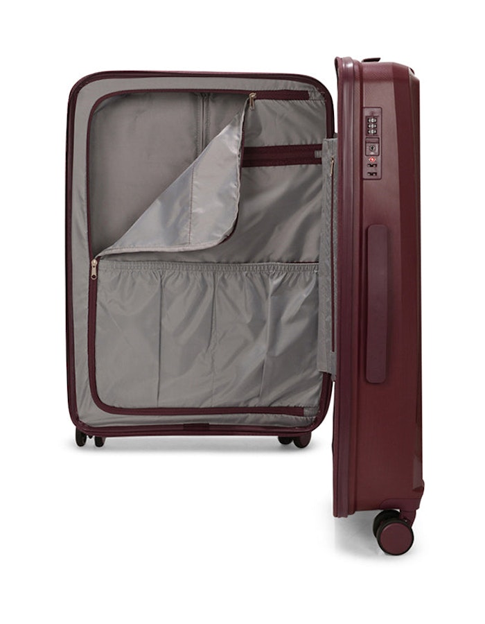 Ginza Aries 69cm Hardside Checked Suitcase Red Wine Red Wine