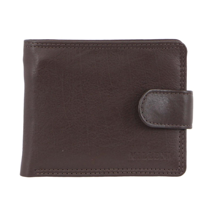 Milleni Fabio Men's Leather RFID Wallet Brown Brown