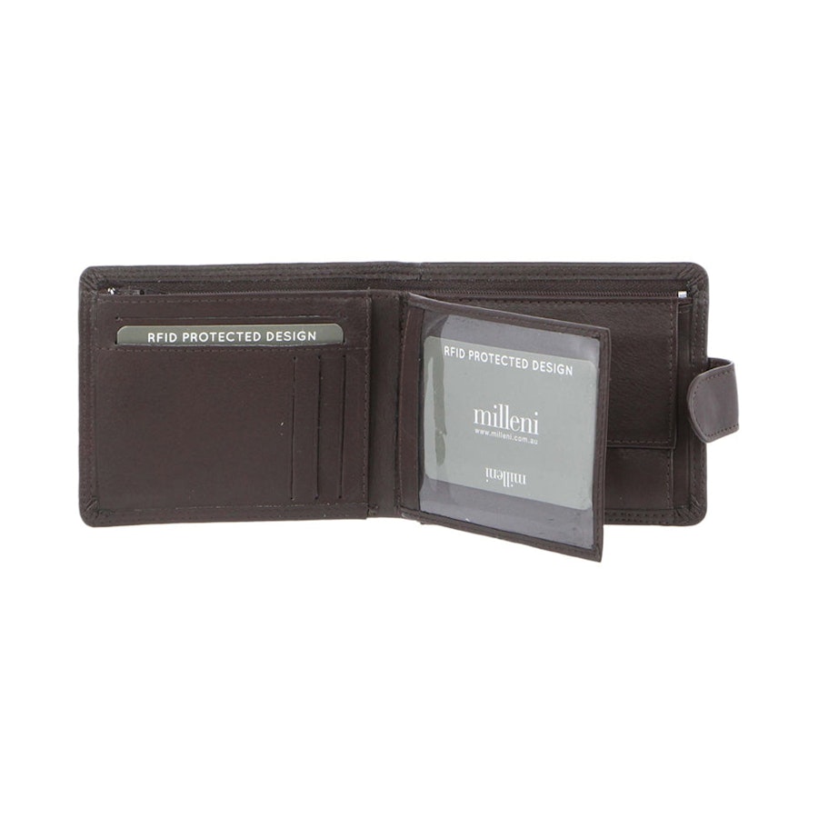 Milleni Remi Men's Leather RFID Wallet Brown Brown