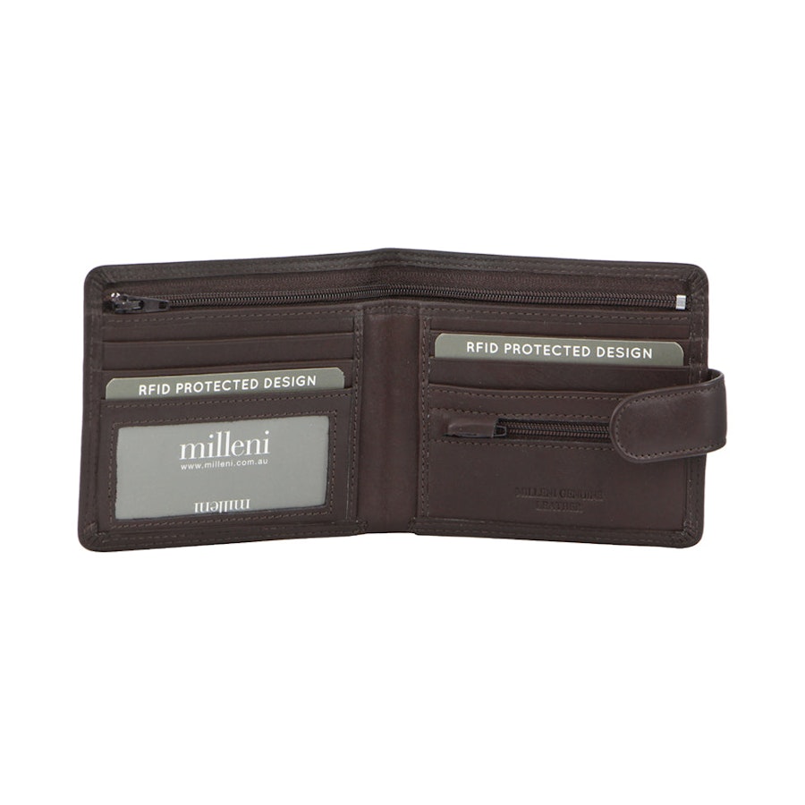 Milleni Alberto Men's Leather RFID Wallet Brown Brown