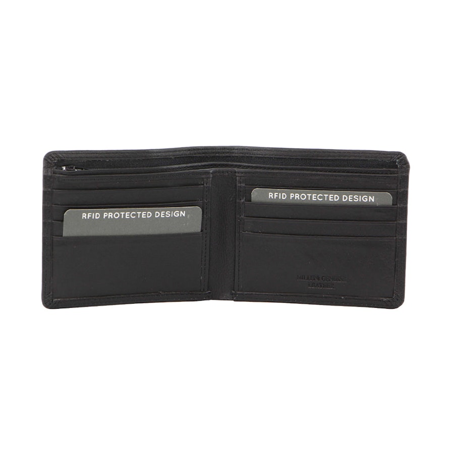 Milleni Marco Men's Leather RFID Wallet Black Black