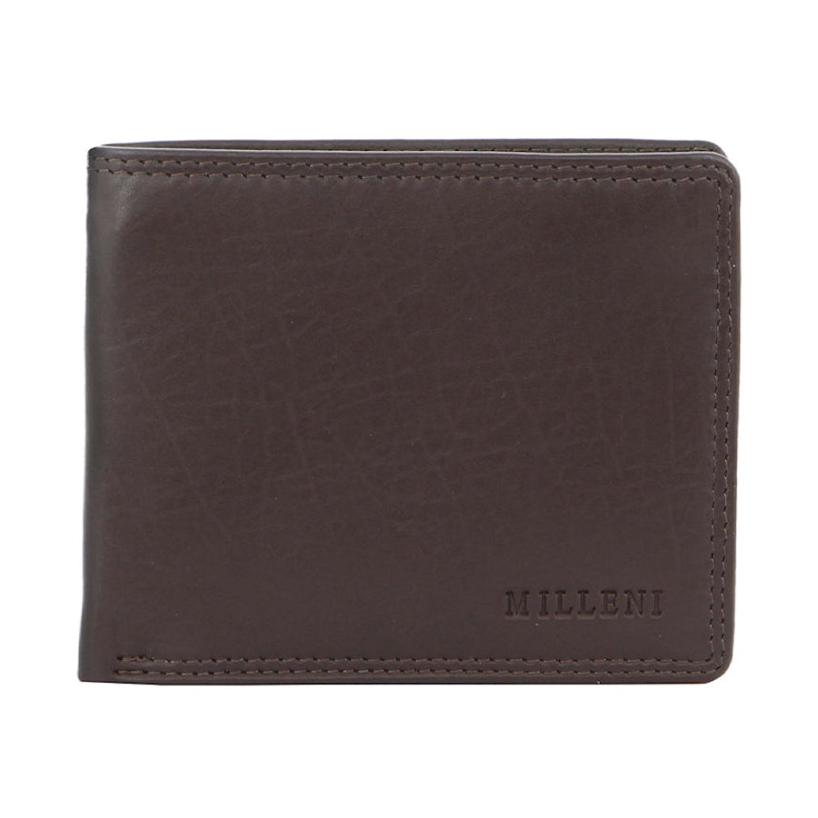 Milleni Marco Men's Leather RFID Wallet Brown Brown