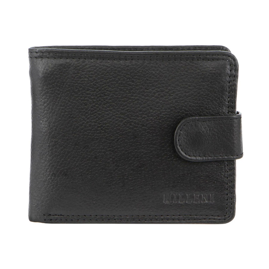 Milleni Tobias Men's Leather RFID Wallet Black Black