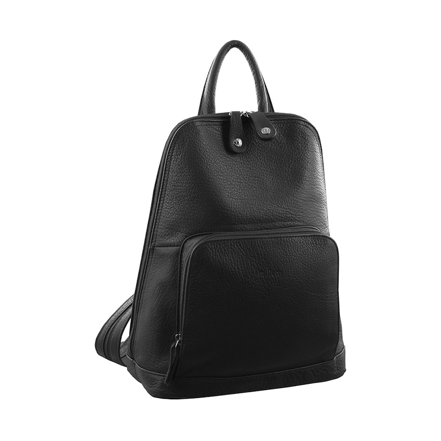 Milleni Anya Women's Leather Twin Zip Backpack Black Black