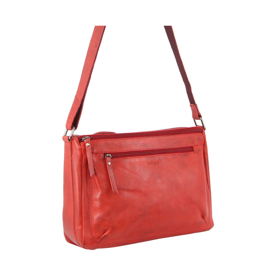 Milleni Grace Women's Leather Crossbody Bag Red Red
