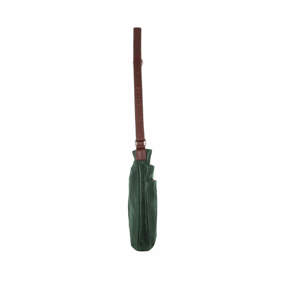 Milleni Flora Women's Leather Crossbody Bag Emerald/Chestnut Emerald/Chestnut