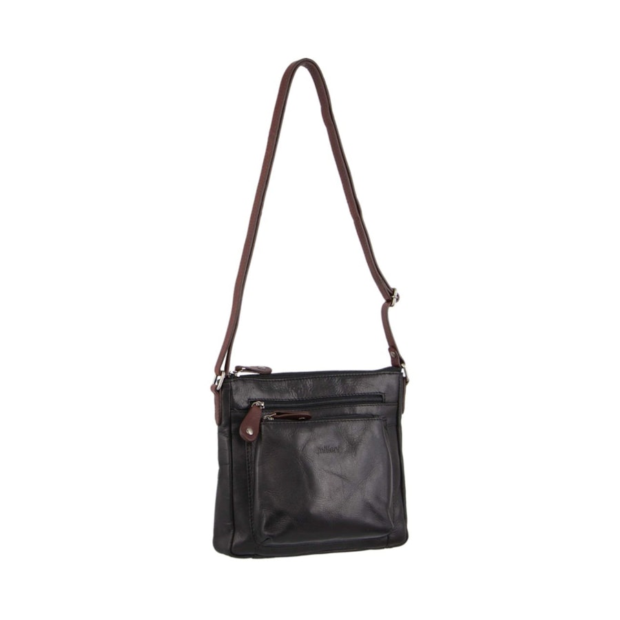 Milleni Marie Women's Leather Crossbody Bag Black/Chestnut Black/Chestnut