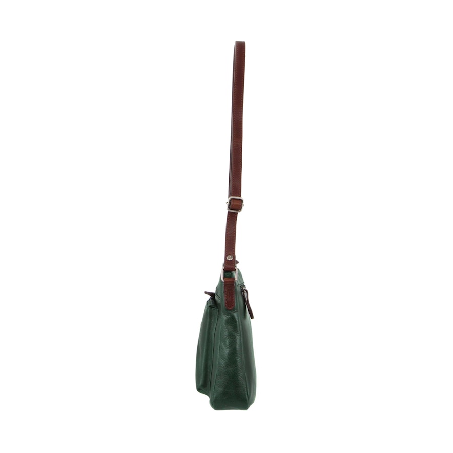 Milleni Marie Women's Leather Crossbody Bag Emerald/Chestnut Emerald/Chestnut