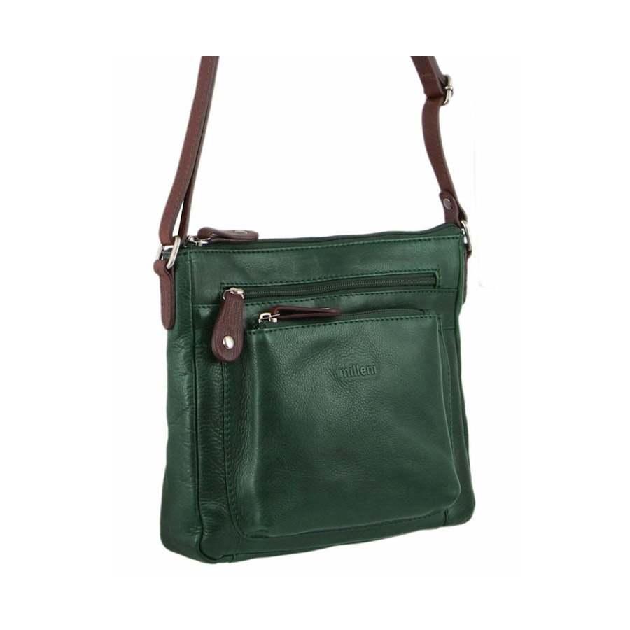 Milleni Marie Women's Leather Crossbody Bag Emerald/Chestnut Emerald/Chestnut