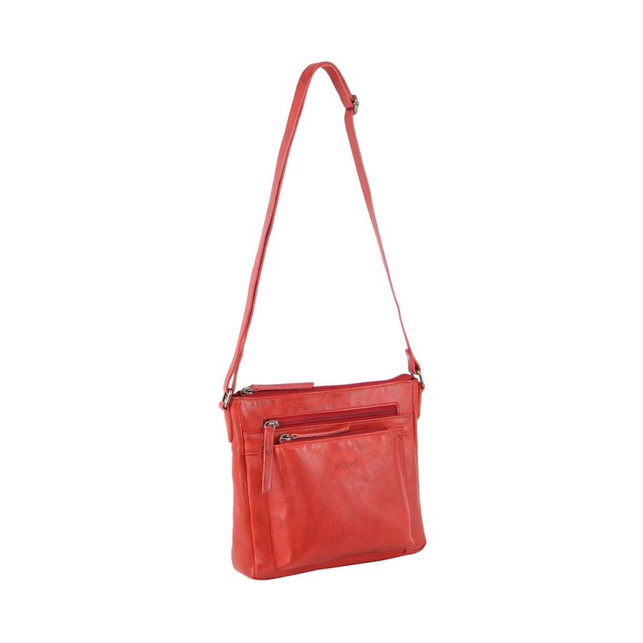 Milleni Marie Women's Leather Crossbody Bag Red Red