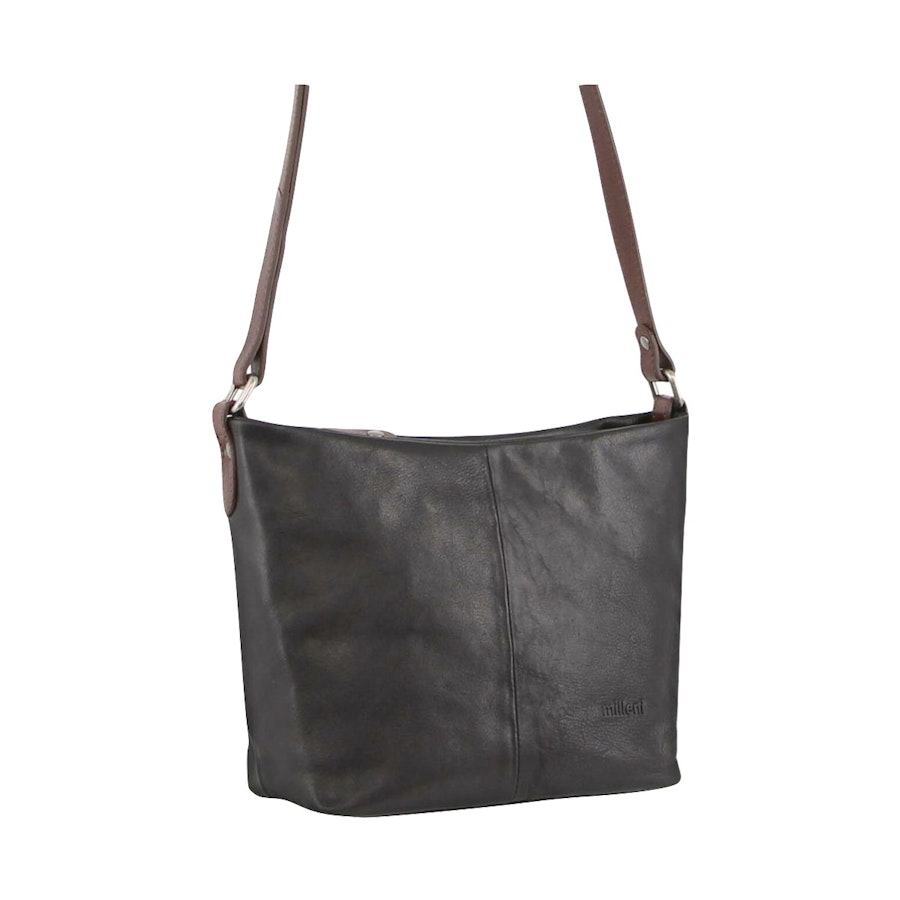 Milleni Evie Women's Leather Crossbody Bag Black/Chestnut Black/Chestnut
