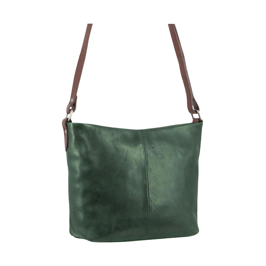 Milleni Evie Women's Leather Crossbody Bag Emerald/Chestnut Emerald/Chestnut