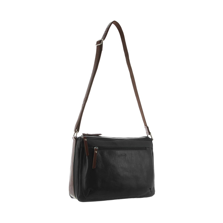 Milleni Caroline Women's Leather Crossbody Bag Black/Chestnut Black/Chestnut