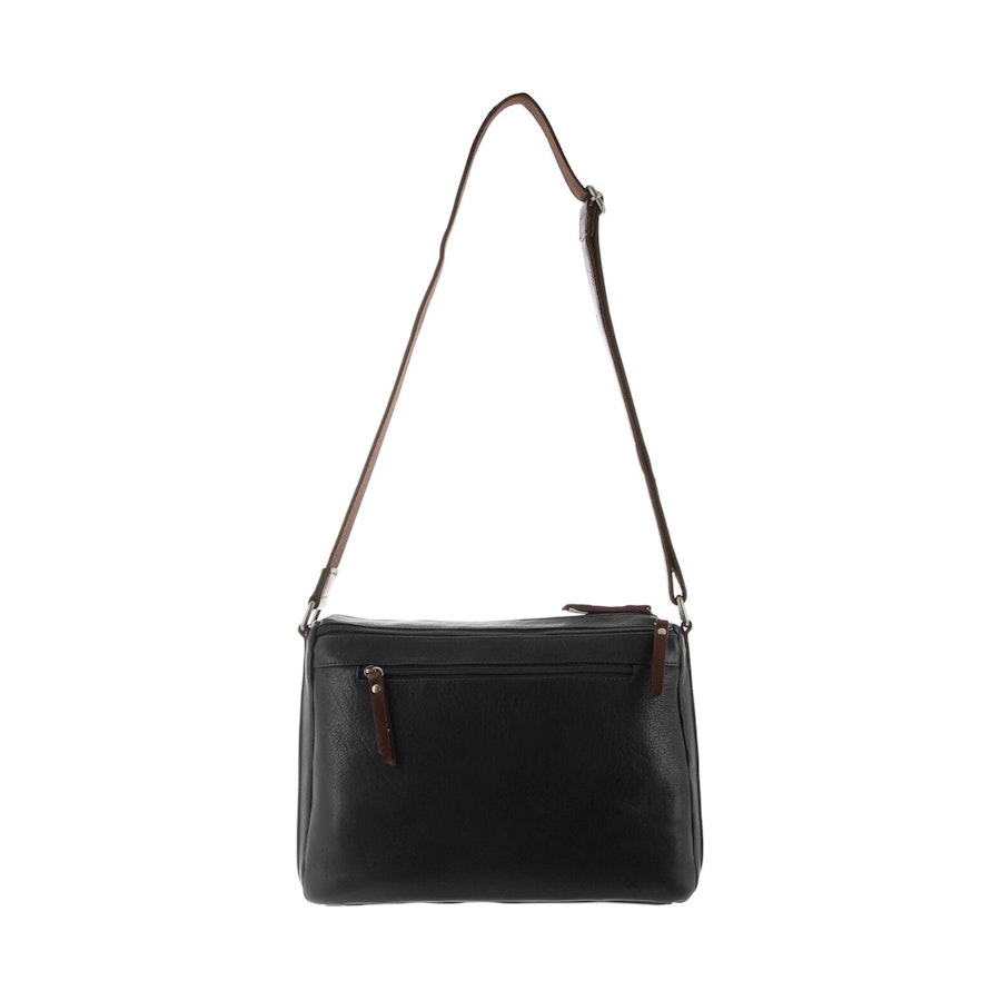 Milleni Caroline Women's Leather Crossbody Bag Black/Chestnut Black/Chestnut