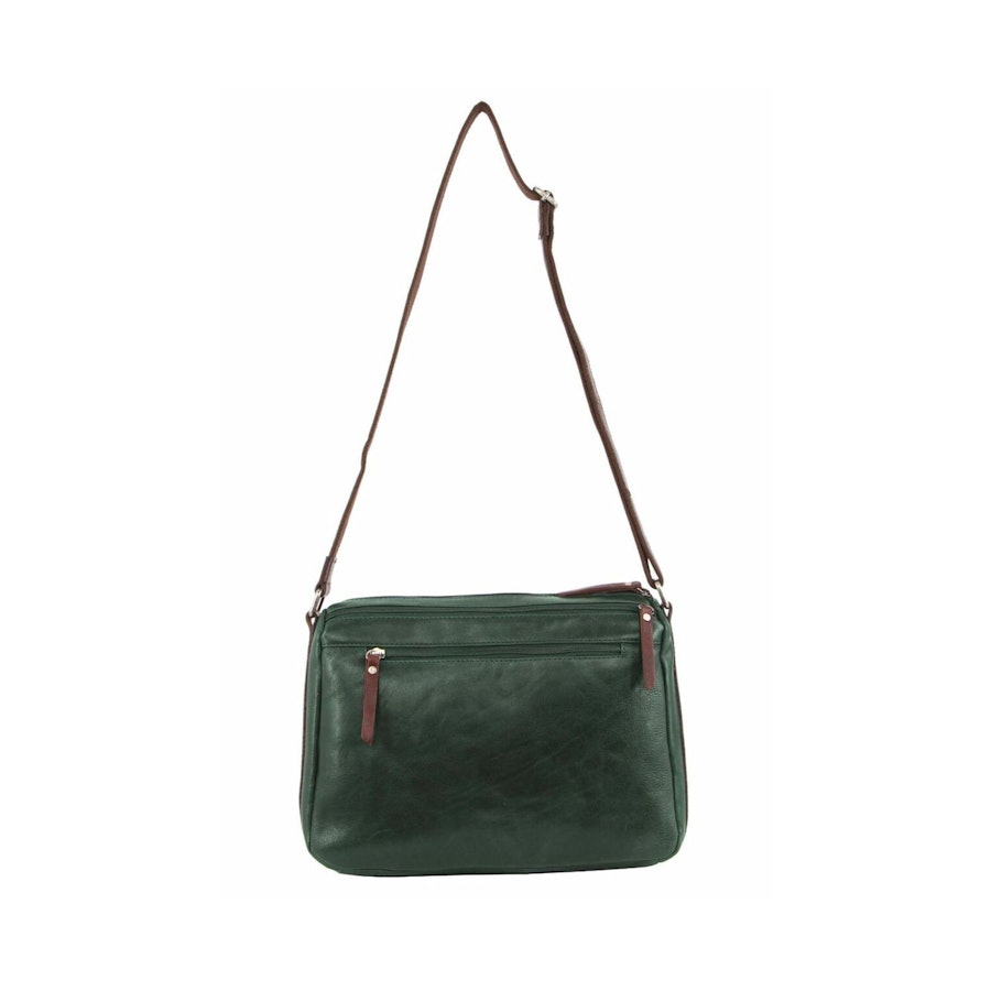 Milleni Caroline Women's Leather Crossbody Bag Emerald/Chestnut Emerald/Chestnut
