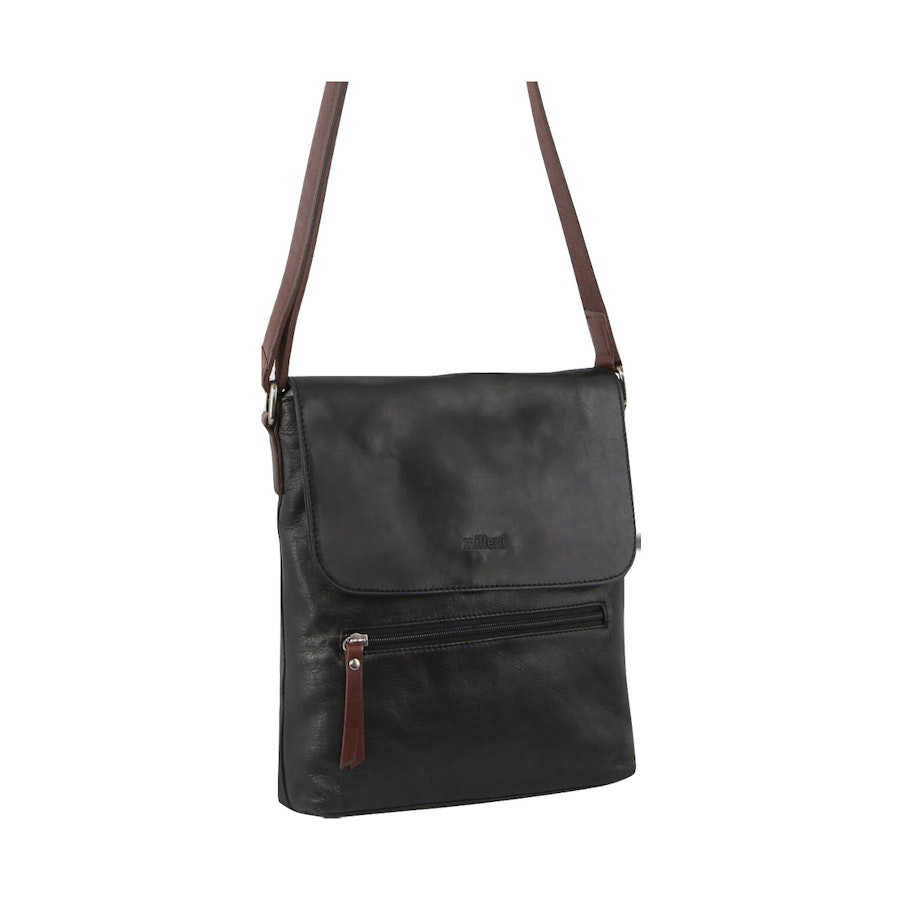 Milleni Leona Women's Leather Crossbody Bag Black/Chestnut Black/Chestnut