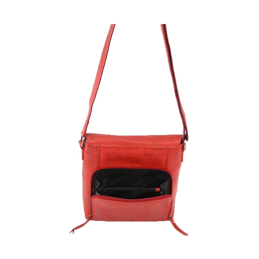 Milleni Leona Women's Leather Crossbody Bag Red Red