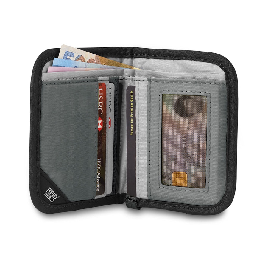 Pacsafe RFIDsafe V50 RFID Blocking Compact Wallet Black Black