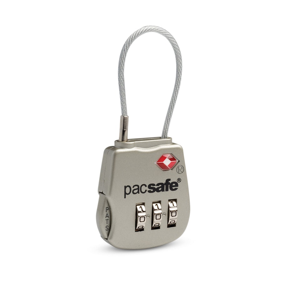 Pacsafe Prosafe 800 TSA Accepted 3-Dial Cable Lock Silver Silver