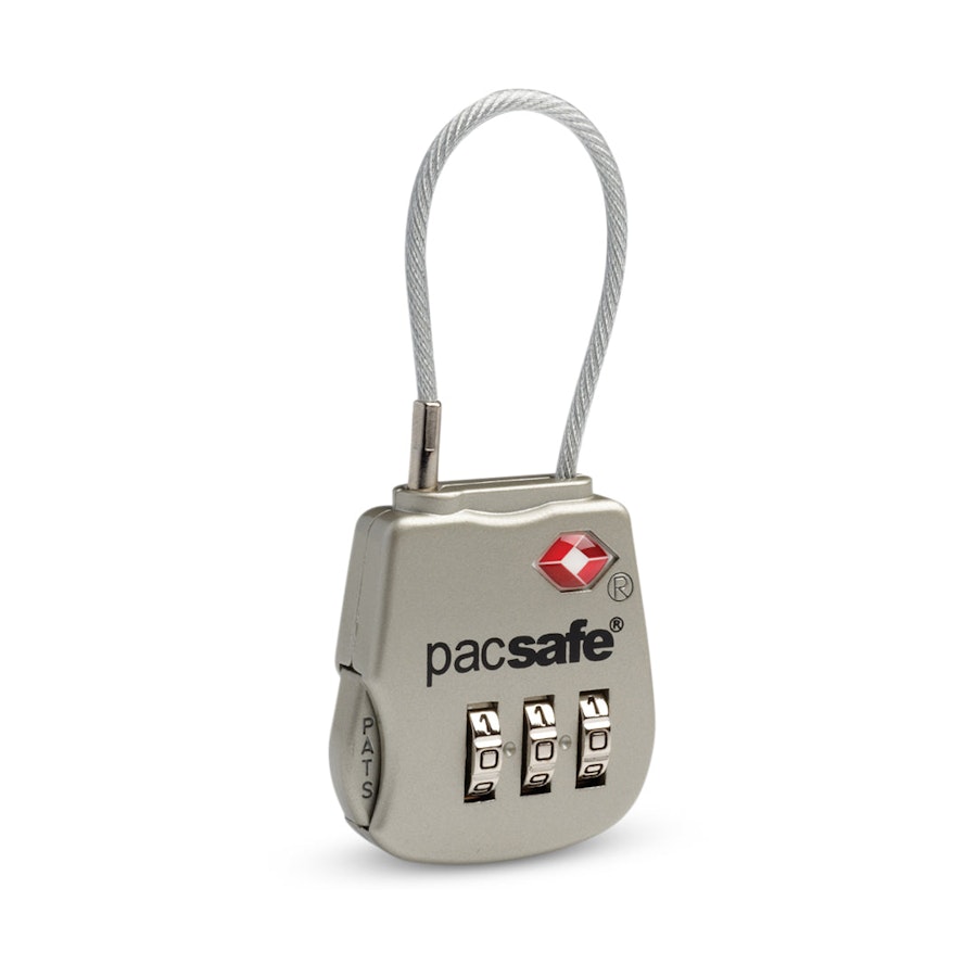 Pacsafe Prosafe 800 TSA Accepted 3-Dial Cable Lock Silver Silver