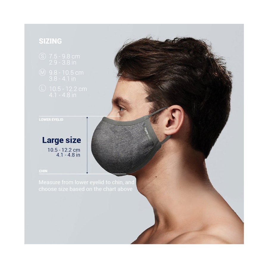 Pacsafe Protective & Reusable Silver Ion Face Mask Grey Large