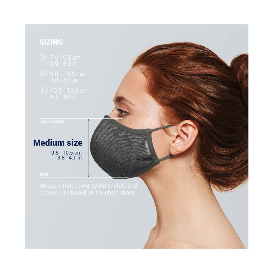Pacsafe Protective & Reusable Silver Ion Face Mask Grey Medium