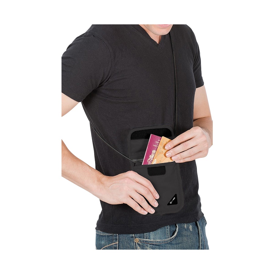 Pacsafe Coversafe X75 Anti-Theft RFID Blocking Neck Pouch Black Black