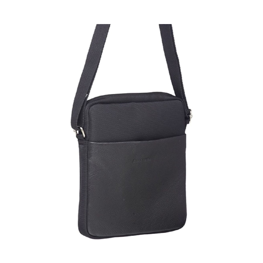 Pierre Cardin Landyn Italian Leather iPad Bag Black Black