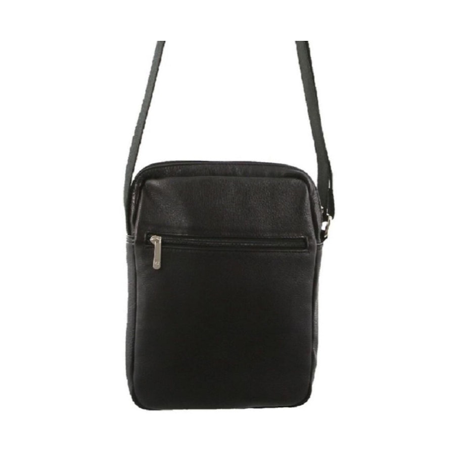 Pierre Cardin Wallis Italian Leather iPad Bag Black Black