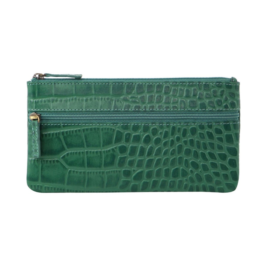 Pierre Cardin Tegan Women's Italian Leather Phone Wallet Croc Green Croc Green