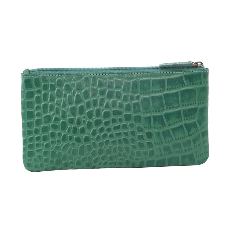 Pierre Cardin Tegan Women's Italian Leather Phone Wallet Croc Green Croc Green