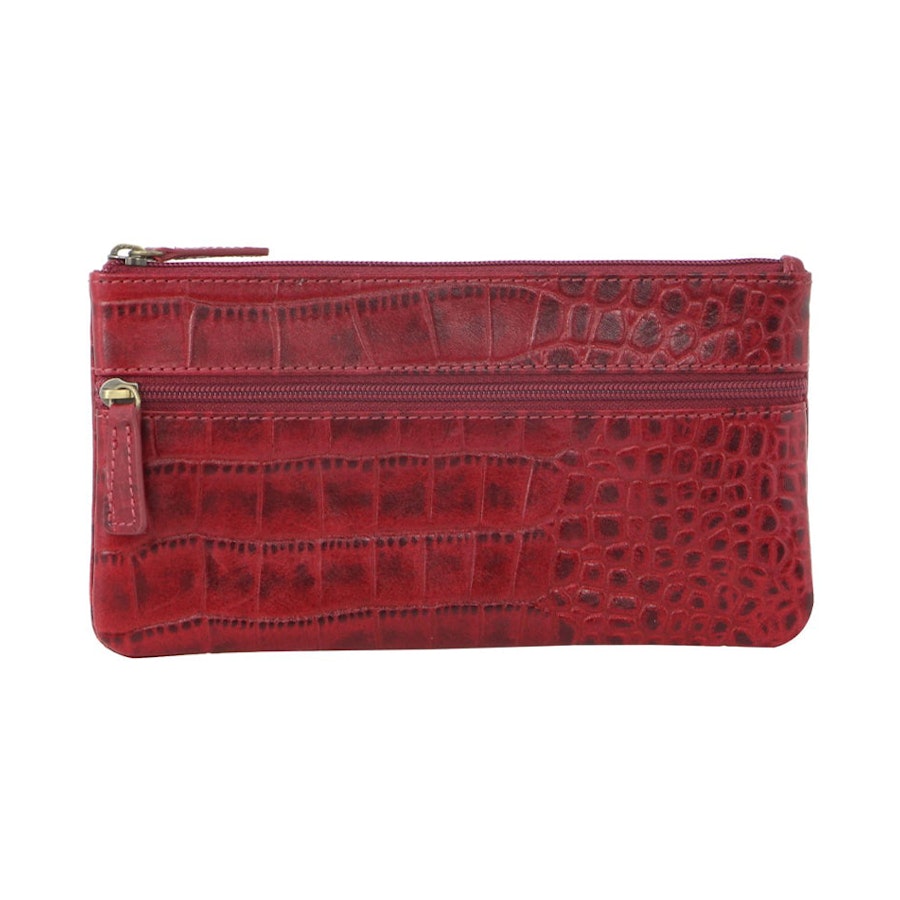 Pierre Cardin Tegan Women's Italian Leather Phone Wallet Croc Red Croc Red