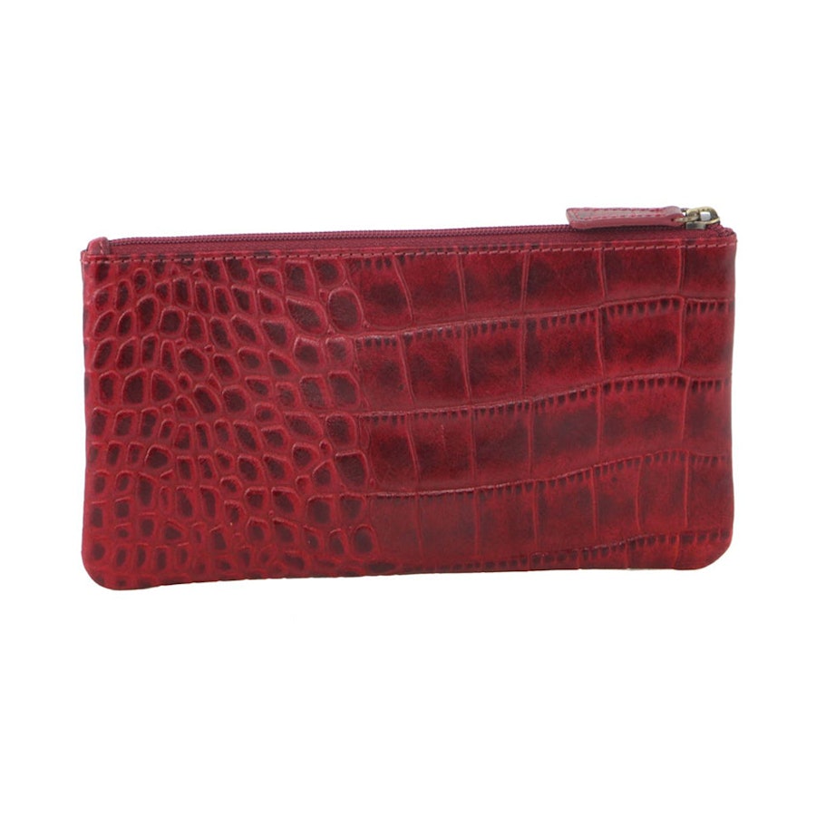 Pierre Cardin Tegan Women's Italian Leather Phone Wallet Croc Red Croc Red
