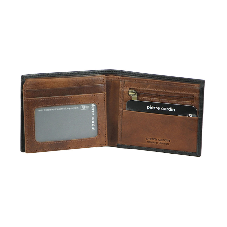 Pierre Cardin Frazer Men's Italian Leather RFID Wallet Black/Cognac Black/Cognac