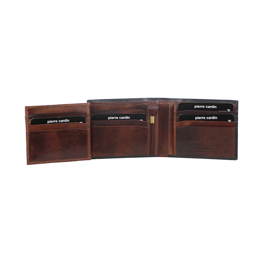 Pierre Cardin Santiago Men's Italian Leather RFID Wallet Black/Cognac Black/Cognac