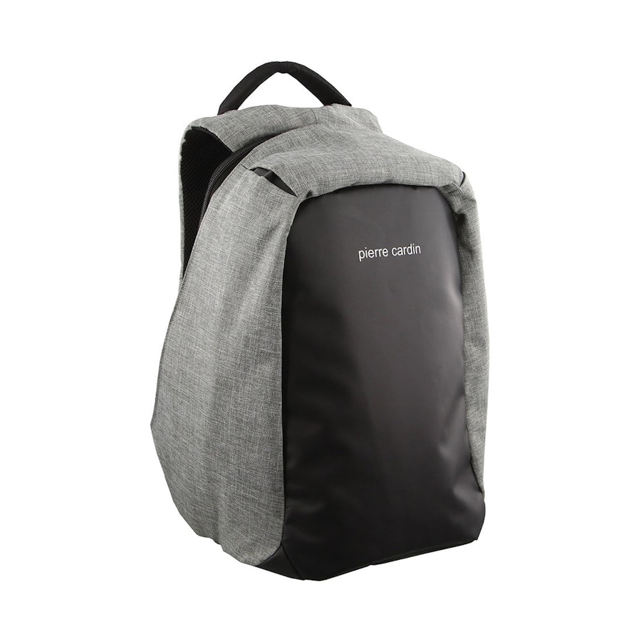 Pierre Cardin Bailey Canvas Laptop Backpack with USB Port Grey Grey