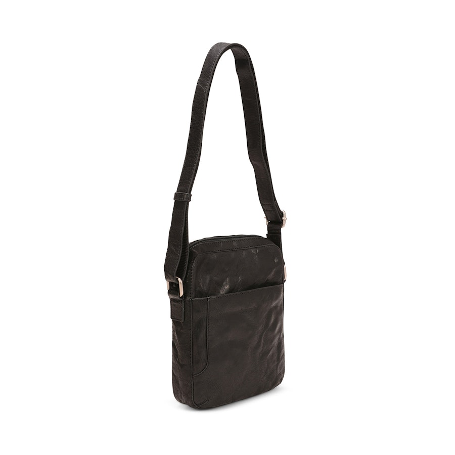 Pierre Cardin Sloan Rustic Leather Tablet Bag Black Black