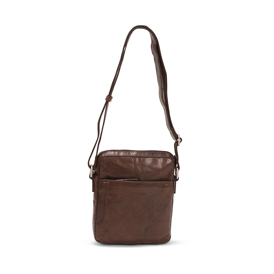 Pierre Cardin Sloan Rustic Leather Tablet Bag Brown Brown