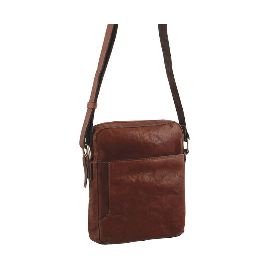 Pierre Cardin Sloan Rustic Leather Tablet Bag Chestnut Chestnut