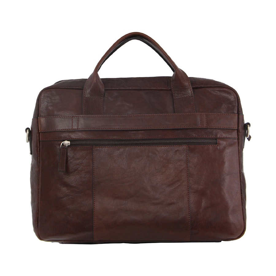 Pierre Cardin Sidney Rustic Leather 15" Laptop Bag Brown Brown