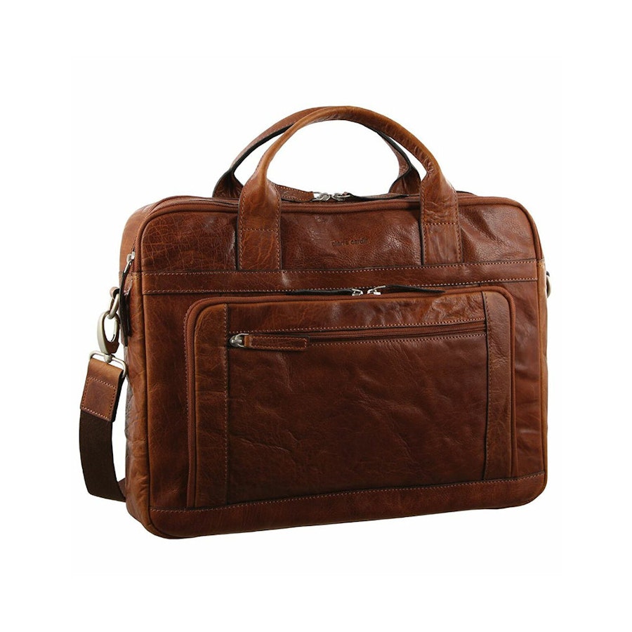 Pierre Cardin Sidney Rustic Leather 15" Laptop Bag Chestnut Chestnut