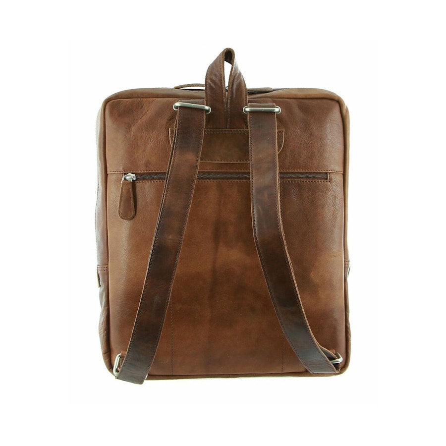 Pierre Cardin Axel Rustic Leather 15" Laptop Backpack Cognac Cognac
