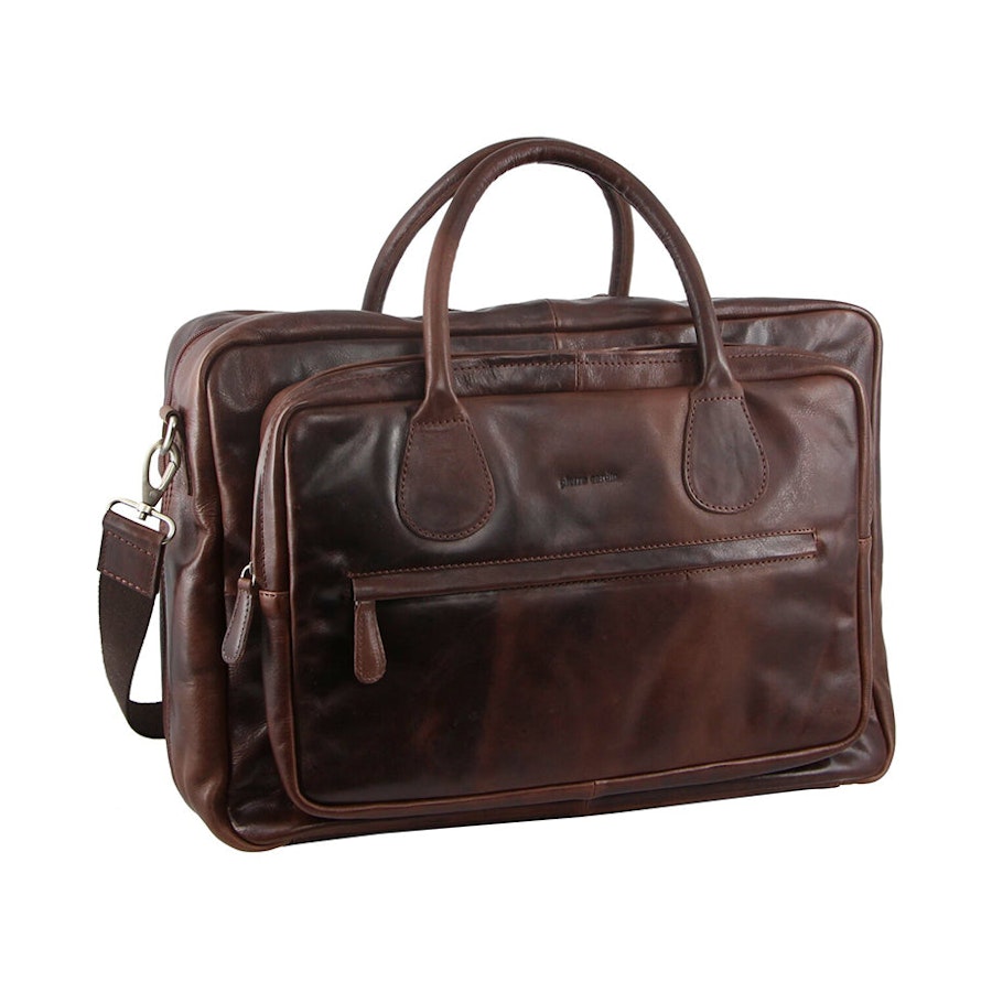 Pierre Cardin Lawson Rustic Leather 13" Laptop Bag Dark Chocolate Dark Chocolate