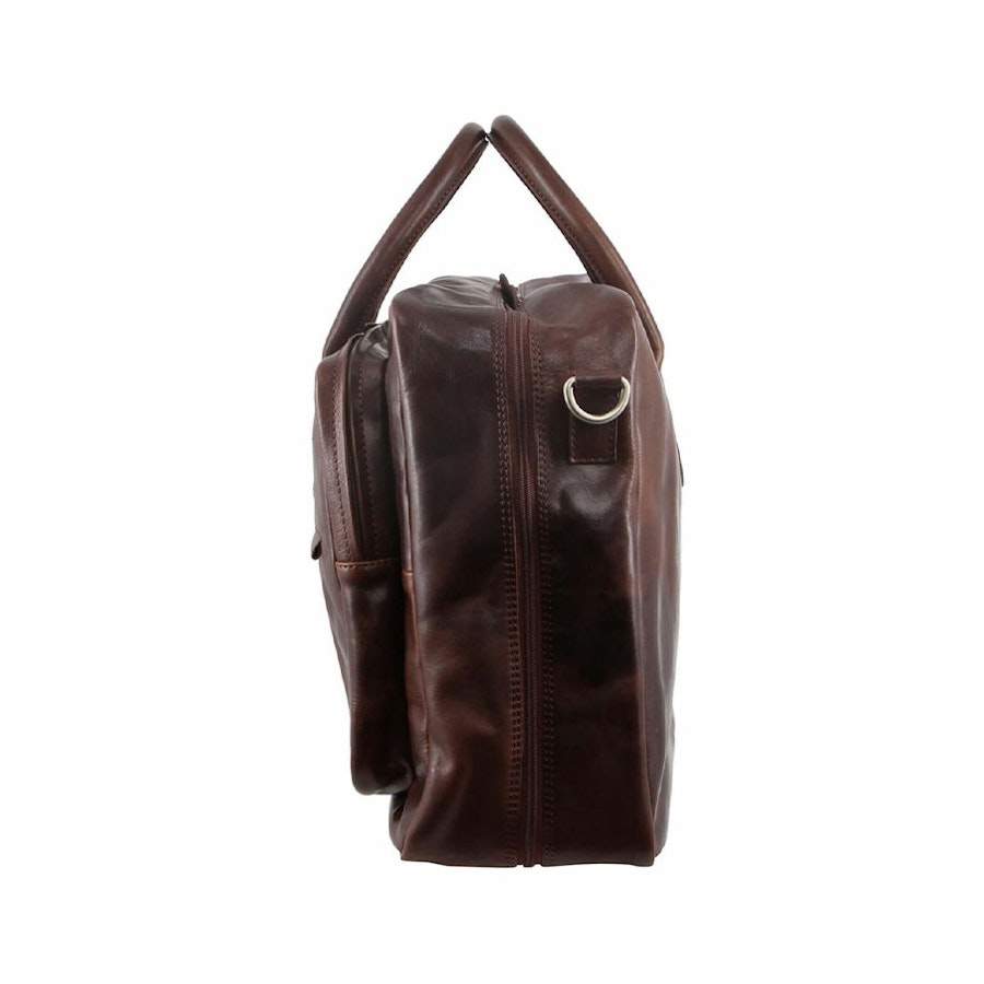 Pierre Cardin Lawson Rustic Leather 13" Laptop Bag Dark Chocolate Dark Chocolate
