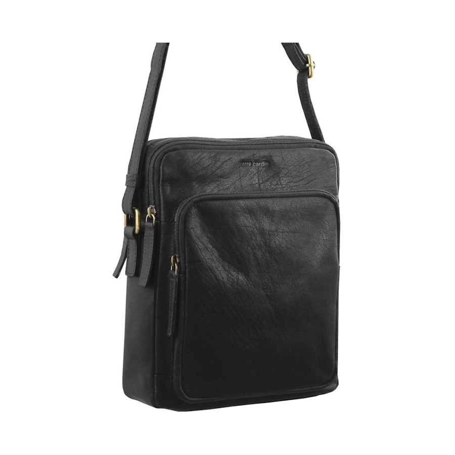Pierre Cardin Ashley Rustic Leather iPad Bag Black Black