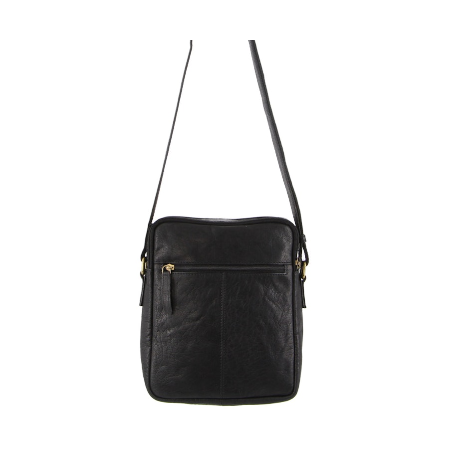 Pierre Cardin Ashley Rustic Leather iPad Bag Black Black