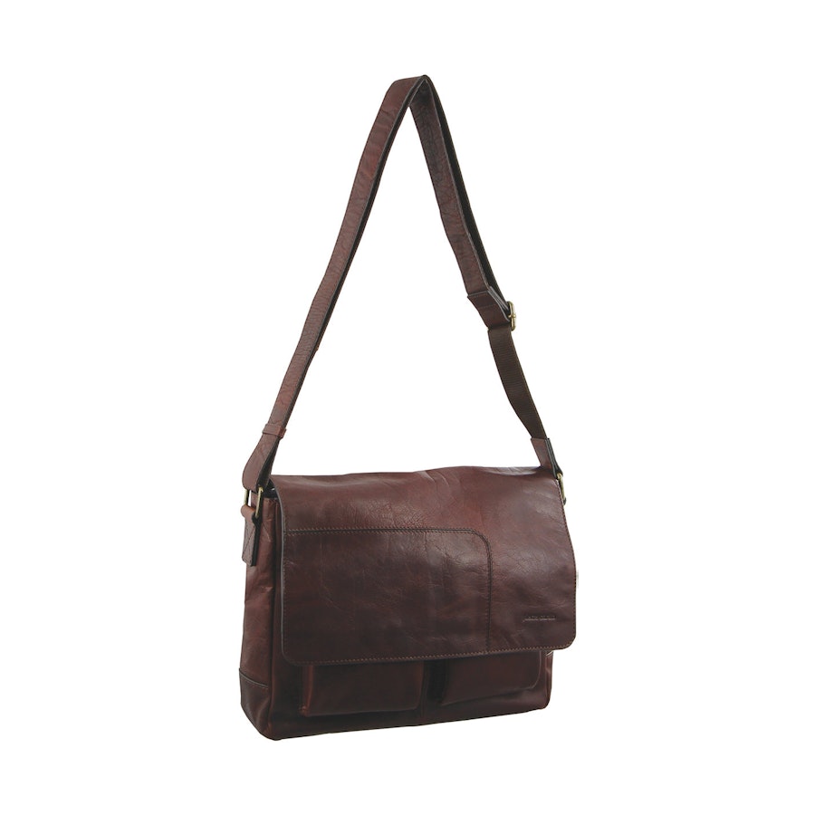 Pierre Cardin Mason Rustic Leather 13" Laptop Bag Chestnut Chestnut