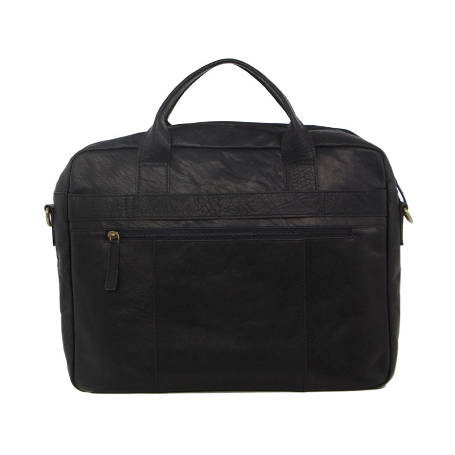 Pierre Cardin Camden Rustic Leather 15" Laptop Bag Black Black